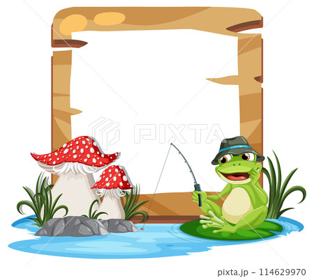 釣りをしているカエルさん　可愛い かえる釣りのイラスト素材 - PIXTA