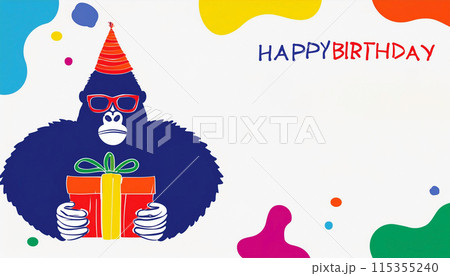 プレゼント ゴリラ 誕生日 ハッピーバースデーの写真素材 - PIXTA