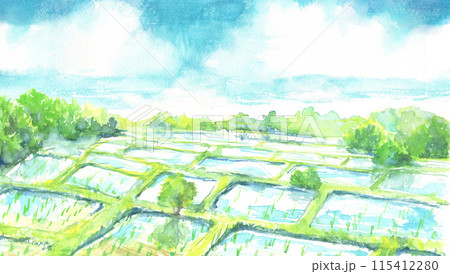 田植えの季節(水彩画 2022年作 フレーム付き) umeda ayaka / 梅田 綾香 | Three Nestled in Bloom (2025) 273
