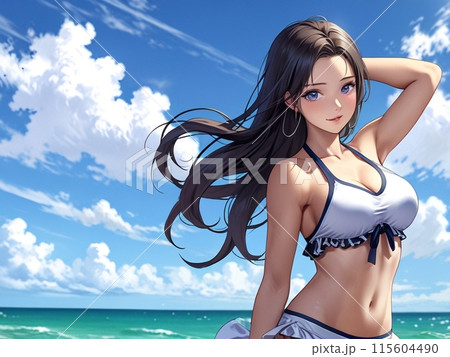 ビキニスタイルの女性イラスト マイクロビキニのグラマーな女性のイラスト素材 [117205127] - PIXTA