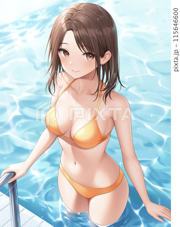 ビキニスタイルの女性イラスト イラスト セクシー プール 水着 きれいの写真素材 - PIXTA