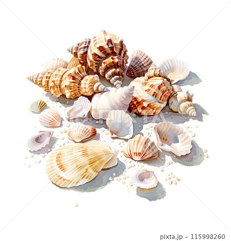 水彩画 壺と貝殻の作品