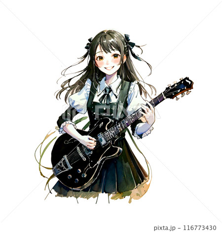 人物画点描画 「Female Guitarist」