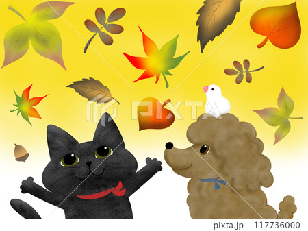紅葉バックに柴犬のイラスト素材 [116127733] - PIXTA