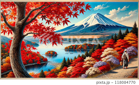 油絵 絵画 【コスモス畑から見える河口湖と富士山 】 【公式通販】