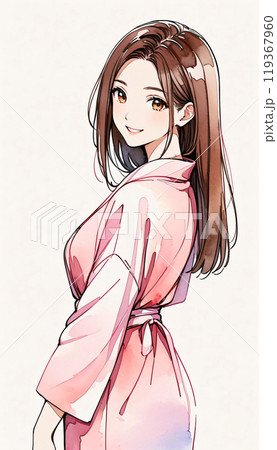 色鉛筆画 女性 人物 着物のイラスト素材 - PIXTA
