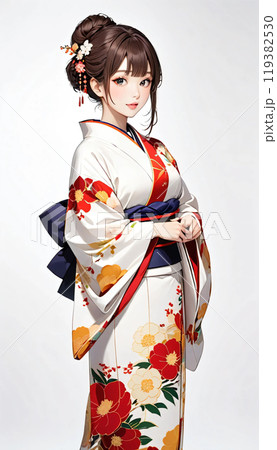 日本人 女性 着物姿 (鉛筆画) 諸大家色紙 日本画 女性の着物姿 - メルカリ