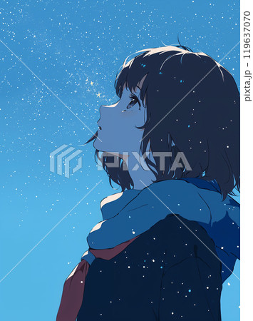 女性 水彩 星 夜空のイラスト素材 - PIXTA