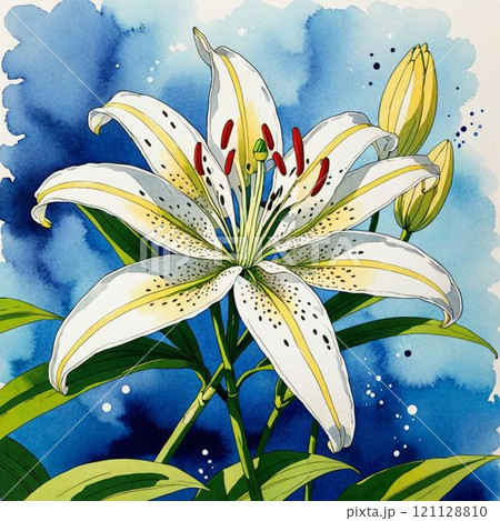ユリの花 水墨画 額装済み - メルカリ