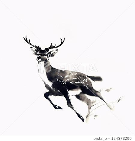 鹿 水彩画 水墨画 動物のイラスト素材 - PIXTA