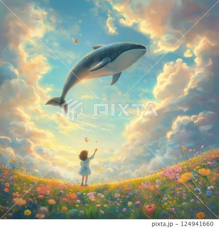 鯨 空飛ぶ クジラ くじらの写真素材 - PIXTA