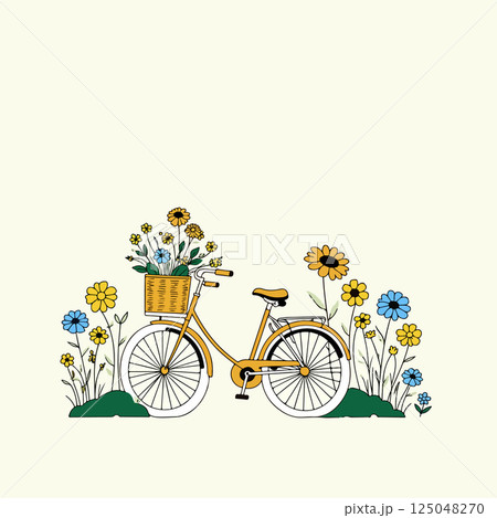 かご 花 自転車 イラストのイラスト素材 - PIXTA