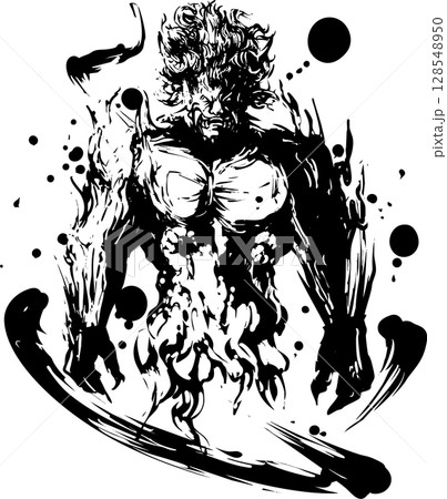 鬼 墨 筆 墨絵のイラスト素材 - PIXTA