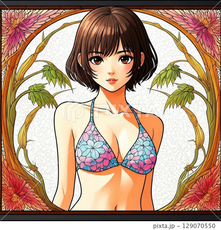 ビキニスタイルの女性イラスト AIイラスト)「水着」のプロンプト纏め(stable diffusion