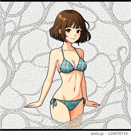 ビキニスタイルの女性イラスト ビキニ姿のイラスト素材 - PIXTA