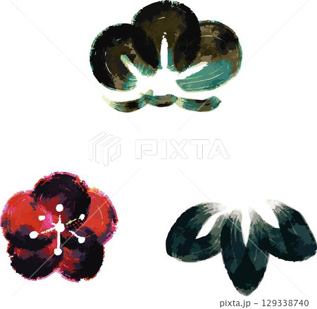 梅 梅の花 墨絵 水墨画の写真素材 - PIXTA