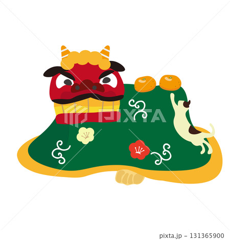 獅子舞 イラスト 和 唐草模様のイラスト素材 - PIXTA
