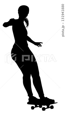 女性シルエット グラフィック スケートボード シルエット スケボーのイラスト素材 - PIXTA