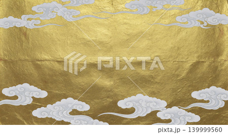 日本画 金屏風 金箔 雲の写真素材 - PIXTA