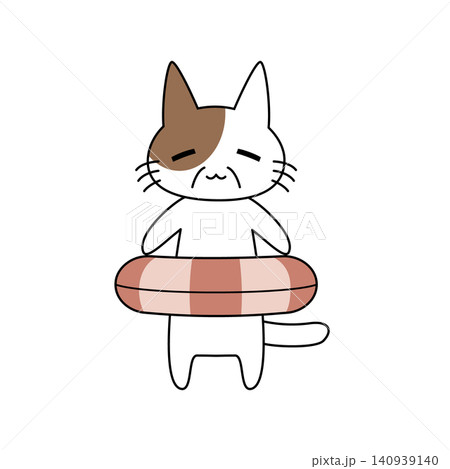 動物 猫 海 泳ぐのイラスト素材 - PIXTA